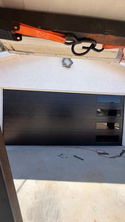 Modern Black Garage Door with Windows