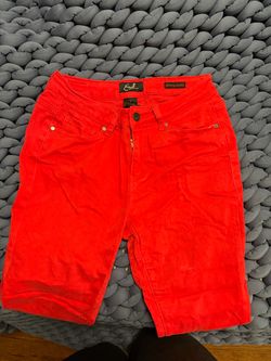 Bold red jeans by Earl Jeans. Classic five-pocket styling.