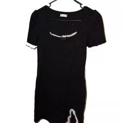 ROMWE Black Dress White Lace Size Large 8/10
