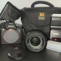 Sony A7 III Mirrorless Camera with Accesory Kit with professional RG shoulder bag
+24-70mm F/4 Sony Vario-Tessar Zeiss Lens with leather case
+Godox T
