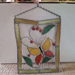Stained Glass Butterfly Sun Catcher Panel