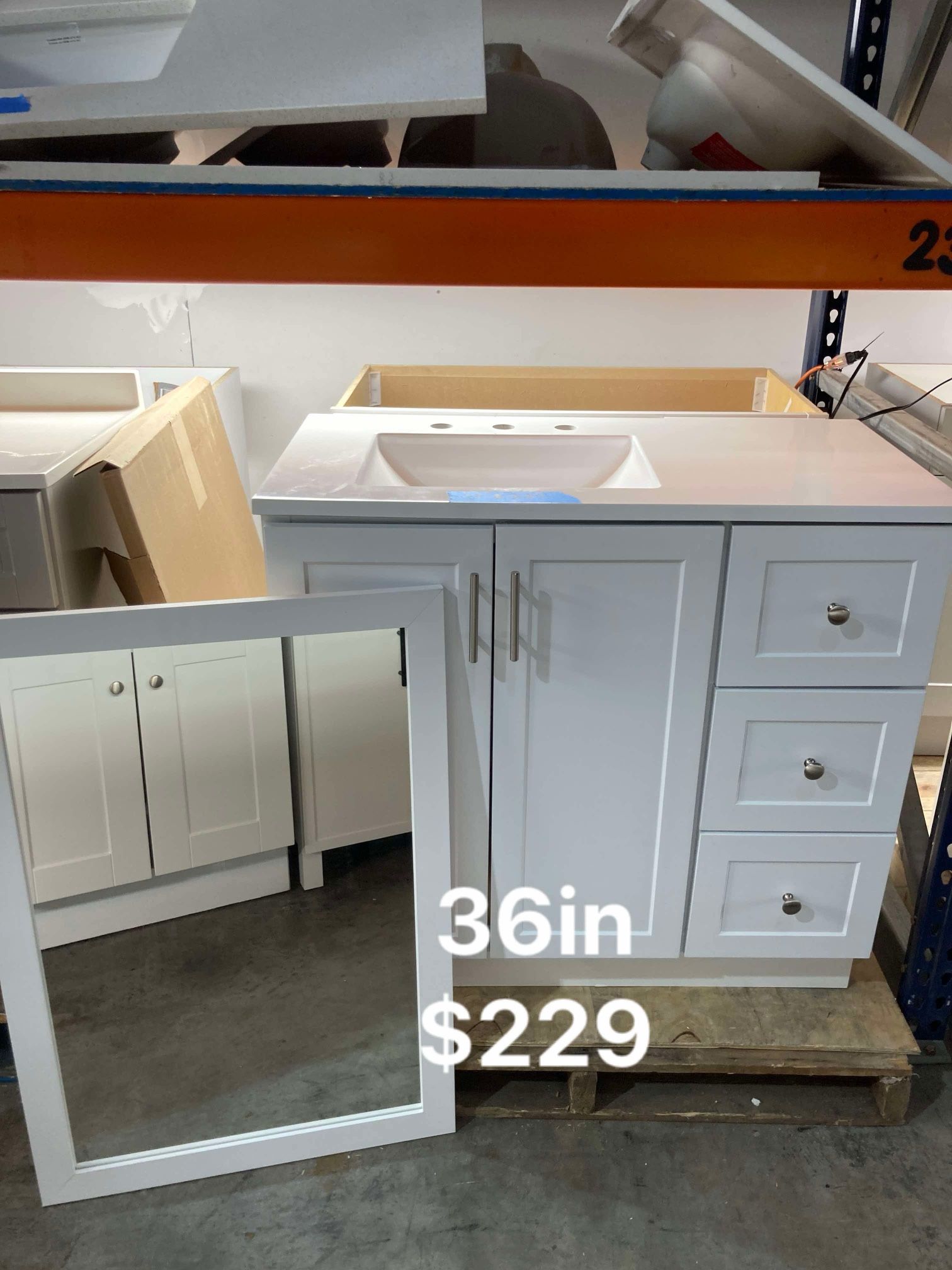 36in Bathroom Vanity With Top And Mirror