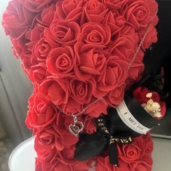 Valentines Day Gifts for Her Rose Bear for Women, Artificial Rose Teddy Bear Birthday Bouquet, Mother's Day Rose Gift, Perfect for Wife, Mom, Grandma 