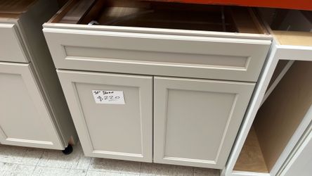 Cream kitchen cabinet bases, 30 inch