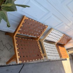 Farmhouse Barn Faux Leather Wood Seats Chairs 3sets