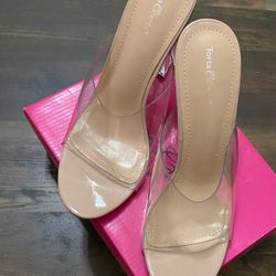 Beige clear heels