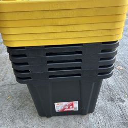 27 Gal. Tough Storage Tote in Black and yellow