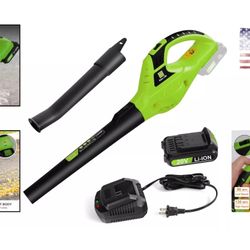 High-Powered 20V Cordless Electric Leaf Blower - 2.0Ah Battery, 2 Speed