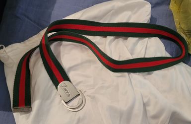 GUCCI - GREEN & RED WEB D-RING BUCKLE BELT - SZ 110/44

