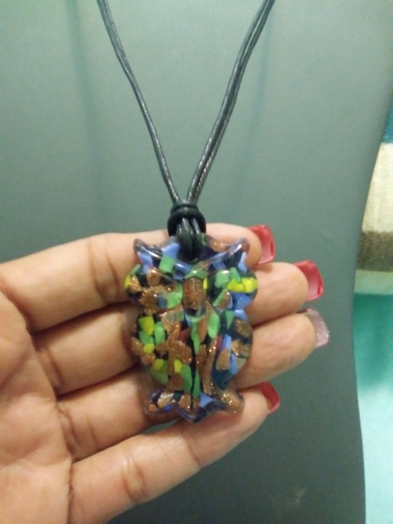 New glass colorful owl pendant necklace
