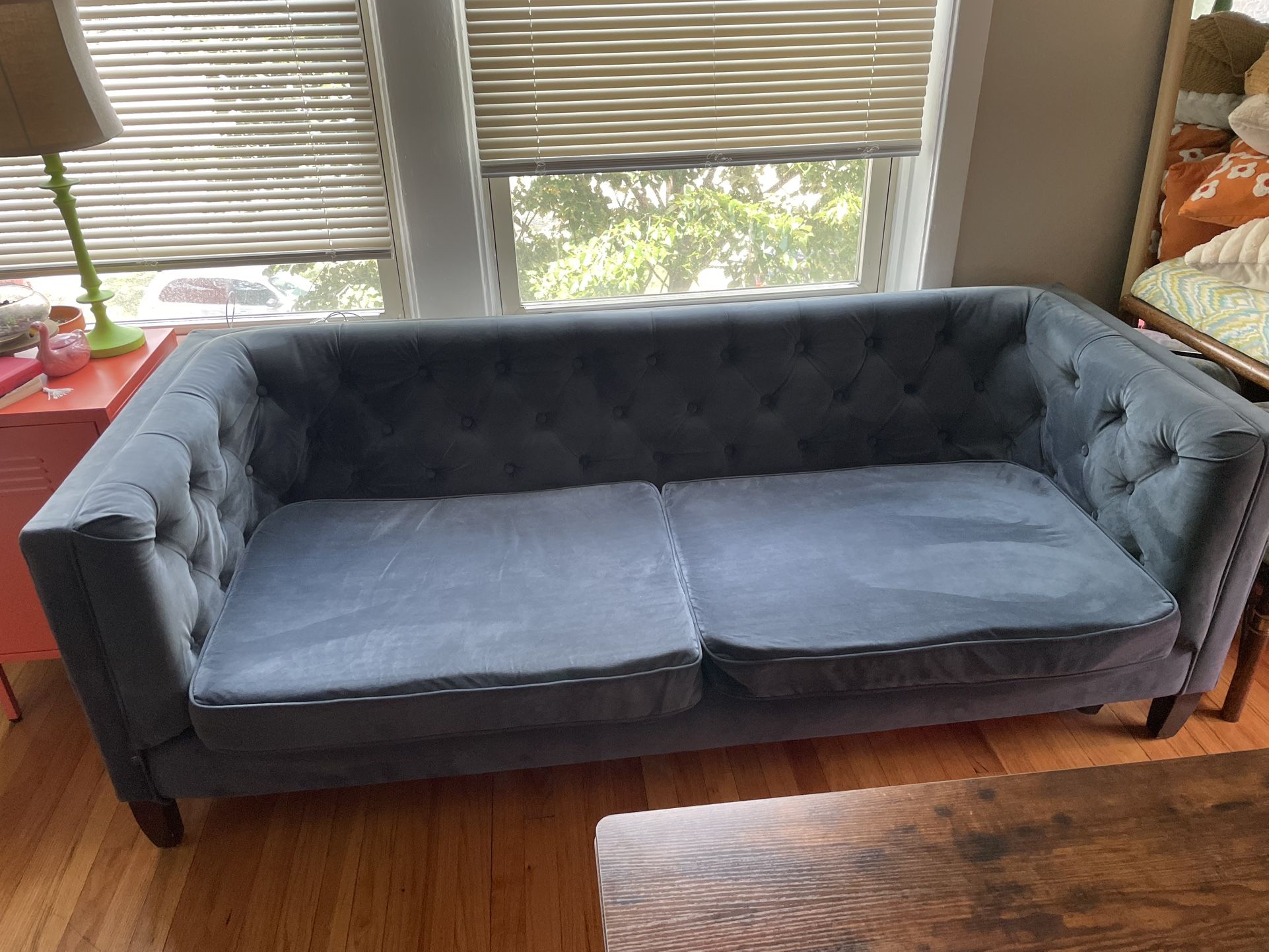 Teal Velvet Couch