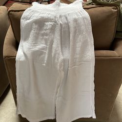 Cotton gauze white pants