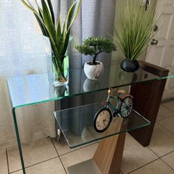 Casabianca Furniture BUONO Walnut Veneer w Glass Console Table and Side Table* EXCELLENT CONDITION