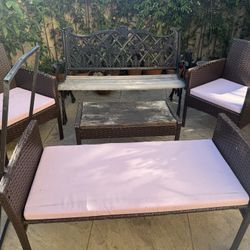 Patio Garden Bench With Free Chairs 
