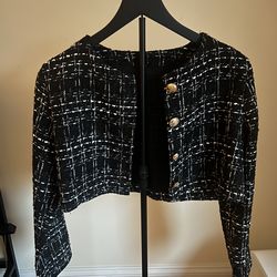 SHEIN Black and White Plaid Blazer and Coat size XS