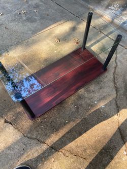 Glass Top Coffee Table with Wood Shelf