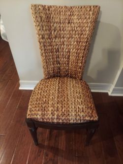 Bauer woven seagrass chair with wooden legs