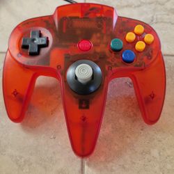 N64 Controller - Transparent Red - Nintendo 64 Joystick - Paper Mario - Goldeneye - Ocarina Of Time - Super Smash Bros 