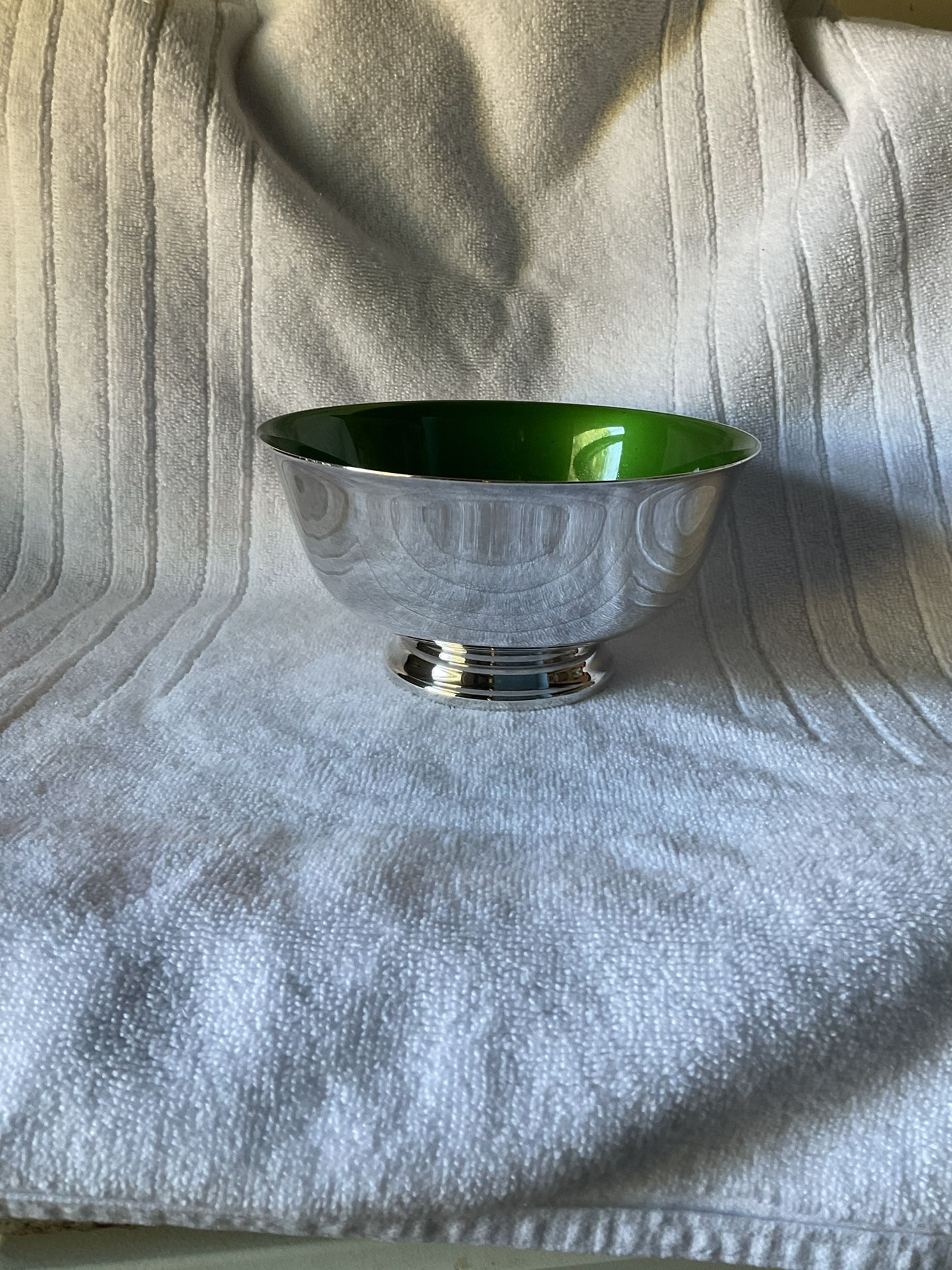 VINTAGE REED & BARTON SILVER PLATE BOWL 1120 Green Enamelware Mid Century Modern
