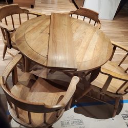 Oak Dining Table And Four Chairs
