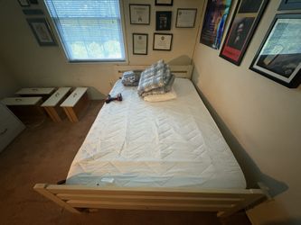 Full White Bedroom Set – Bed, Mattress, Dresser & Shelf – Free Delivery/Install