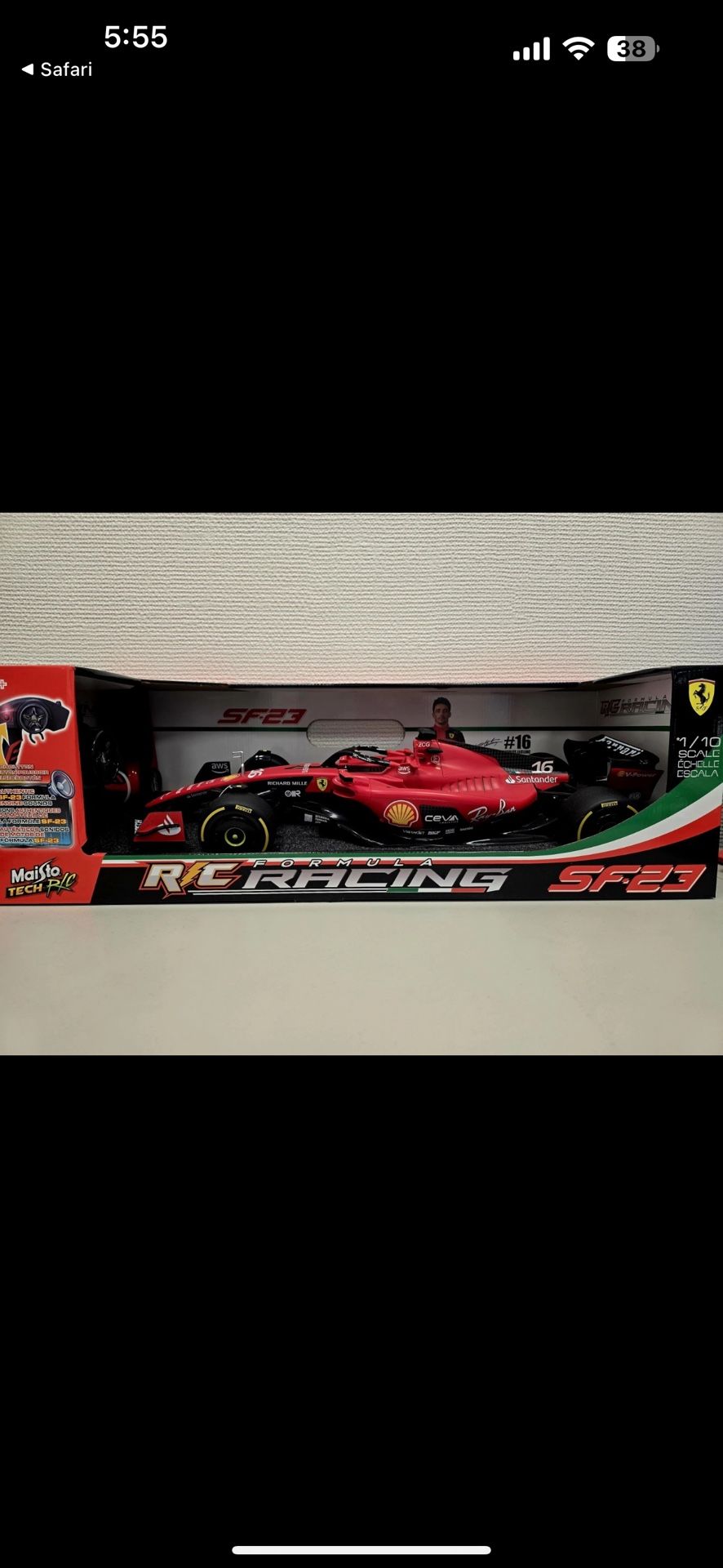 FERRARI FORMULA 1 RC CAR #16 CHARLES LECLERC  MAISTO 1:10 SCALE  NEW IN BOX