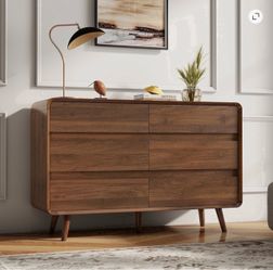 Mid-Century Modern 6-Drawer Walnut Dresser