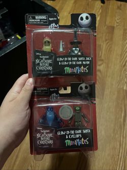 Nightmare Before Christmas Minimates TRU Wave 5 Glow-in-the-Dark Santa & Cyclops Glow in the dark Santa jack and glow in the dark mayor