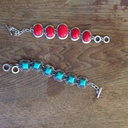 Red turquoise bracelet/ turquoise bracelet