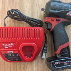 Milwaukee M12 3/8" Stubby Impact Wrench W 6.0ah Battery & New Charger