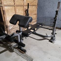 Bench Set With Curl Station, Bar & Weight Plates Set