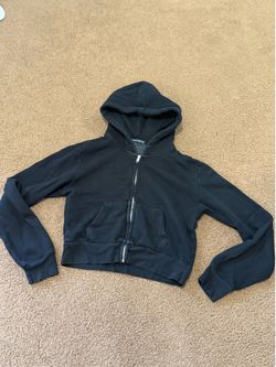 Black Brandy Melville Cropped Zip-Up Hoodie