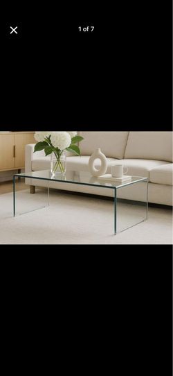 Clear Tempered Glass Waterfall Coffee Table
