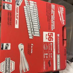 Milwaukee 3/8” 56 pc metric and SAE mechsnic set new $160 in n Lakeland 