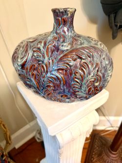 Beautiful blue ceramic vase for sale.