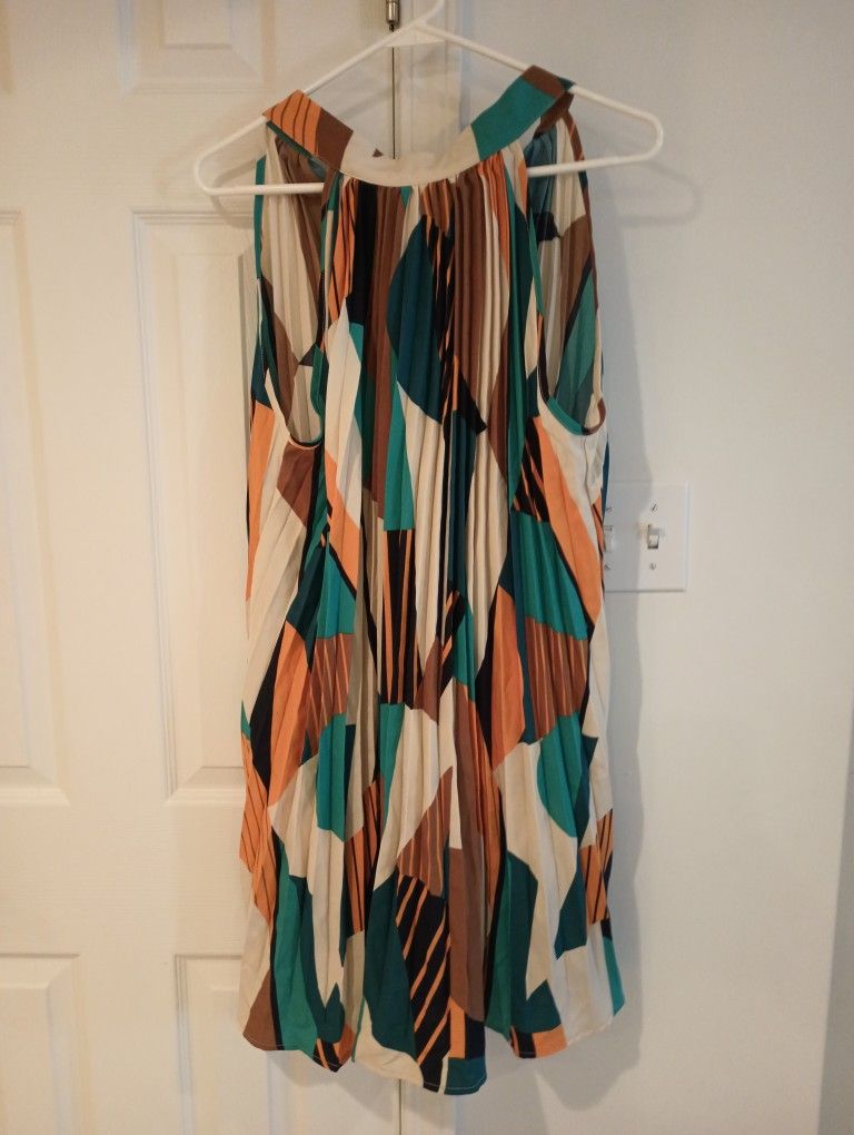 SHENHE Women's Pleated Graphic Print Halter Tie Back Sleeveless Boho $34 Amazon