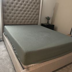 Queen Bed Frame + Memory Foam Mattress + Box Spring – Great Condition – $250
