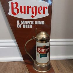 Rare Burger Beer Metal Stein Pub Sign