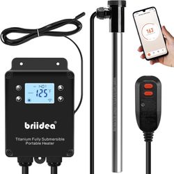 Briidea 120V 1500W WiFi Portable Electric Immersion Water Heater, Compatible with Alexa, Google Assistant, Anti-Corrosion Sensor, Rapid Heating in Min