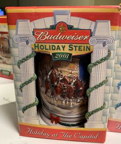 Budweiser Holiday at The Capitol 2001 Christmas Stein brand new in the box