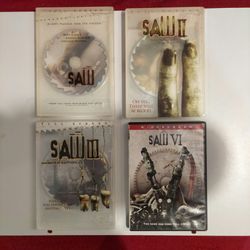 Set Of 4 SAW Movies SAW 1 DVD SAW 2 SAW 3 DVD CLEAR COLLECTORS EDITION & SAW 6 DVD PLUS FREE DVD COPY OF SAW 4 & SAW 5