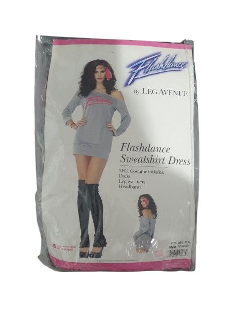 Flashdance Sweatershirt  Dress,  80's Adult Woman's Halloween Costume. Size M/L. *Dress *Leg Warmers *Headband. 