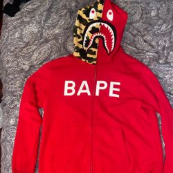 Red bathing ape size XXL full zip up hoodie