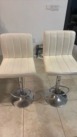 White Faux Leather Adjustable Bar Stool
