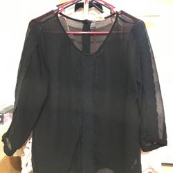 Sheer Black Shirt Lace Sleeves