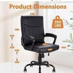 😀 CLATINA Mid Back Executive Office Chair with Soft Padded Armrest, Ergonomic PU Leather Desk Chair with Lumbar Support, Nylon Lacquered Desk Chair f