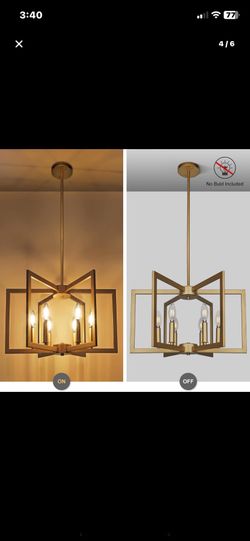 Geometric 6-Light Gold Pendant Chandelier