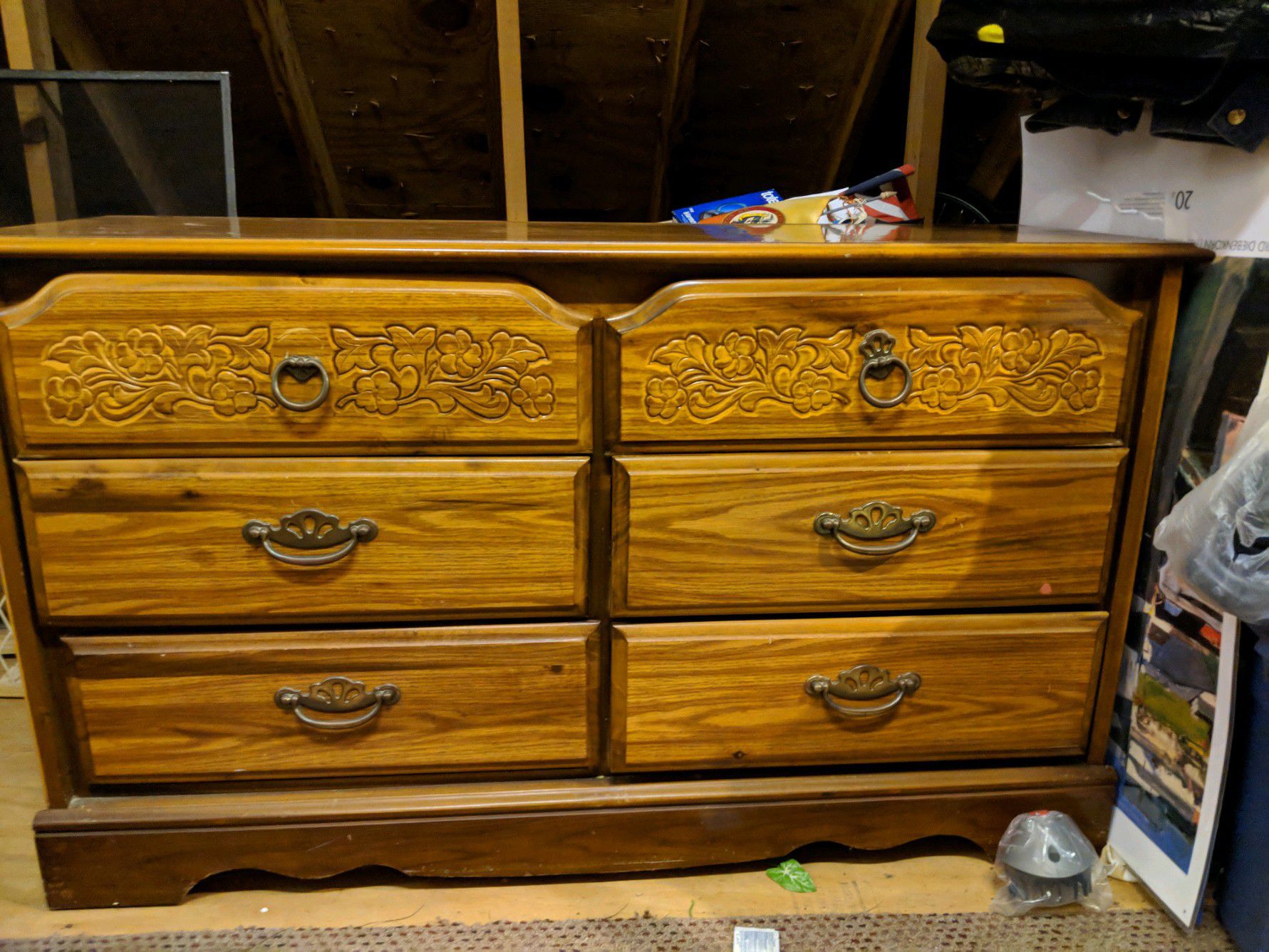 Dresser 6 Draws, with Detachable Mirror, solid wood dresser
