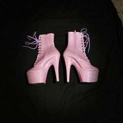 Pleaser’s purple glitter dancer heels