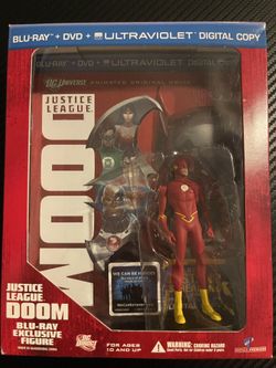 NEW! Justice League Doom Best Buy Exclusive Blu-ray/DVD/Figurine DC Universe DCU